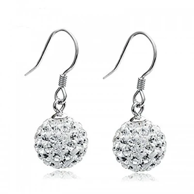 Afbeelding van Crystalline Azuria Oorhangers, oorbellen van 925 sterling zilver, discobolkristallen voor dames en meisjes, 10 mm, kristal, Zonder steen, steen