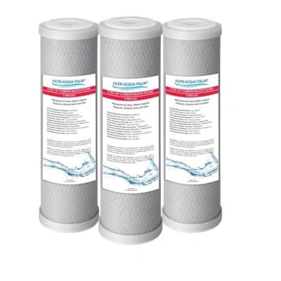 Afbeelding van Cartridge Carbon Block 5 micron 10 inch CTO actieve koolfilter voor omgekeerde osmose 3 stuks Italia® waterfilters