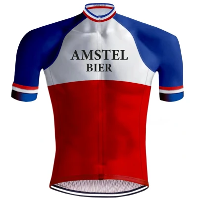 Afbeelding van Retro Wielershirt Amstel Bier Rood/Blauw REDTED