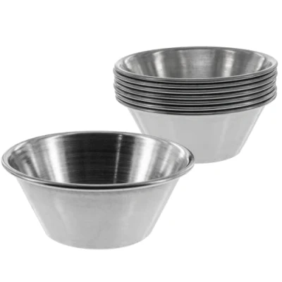 Afbeelding van 8 x dipkommen klein van roestvrij staal, sauskommen Ø 6 cm, kleine komen voor dips, sauzen en snacks