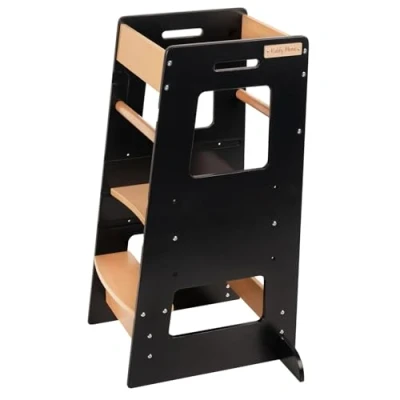 Afbeelding van KiddyMoon Houten leertoren voor kinderen ST 003, zwart/naturel