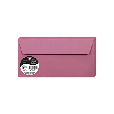 Afbeelding van Clairefontaine 55655C enveloppen, zelfklevend, formaat DL (11 x 22 cm) 120 g/m² kleur hortensia roze uitnodigingen voor evenementen en beloften collectie pollen premium papier, glad