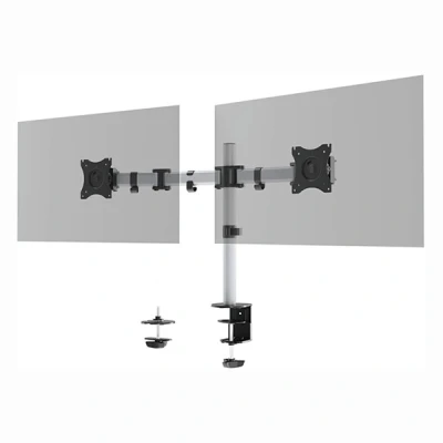 Image de DURABLE SELECT Kit de montage (bras articulé, attache support, colonne, sur mamelon tube) pour 2 écrans LCD plastique, aluminium, acier argent Taille d&#039;écran : 13&quot; 27&quot; montrable bureau