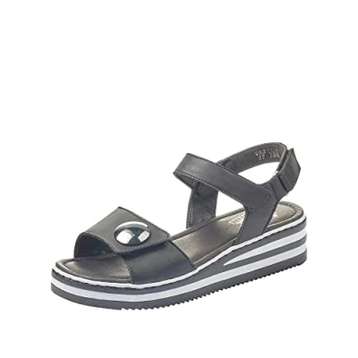 Afbeelding van Rieker Sandalen met plateauzool, Dames, Maat: 40, Schwarz 00 Hoogwaardig imitatieleer