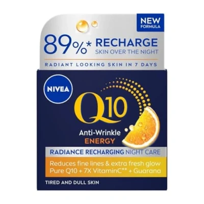 Afbeelding van Q10 Energy Recharging nachtcrème voor dames, stimulerende het gezicht, hydraterende met vitamine C en Q10, 50 ml