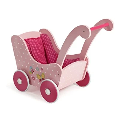Afbeelding van Bayer Chic 2000 Houten Poppenwagen Vlinder Roze