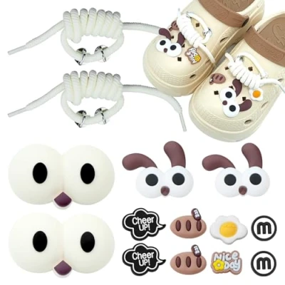 Afbeelding van 14 stuks Crocs DIY schoenbedels Grote 3D ogen Voor klompen PVC Cartoon schoendecoratie kinderen, tieners en volwassenen, polyvinylchloride, Polyvinylchloride