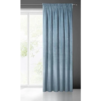 Afbeelding van Eurofirany Villa gordijn Fluweelzacht plooiband 1 stk. Edel dik 290 g/m2 elegant glad effen pluizig modern klassiek woonkamer slaapkamer lounge, blauw, 140x270cm