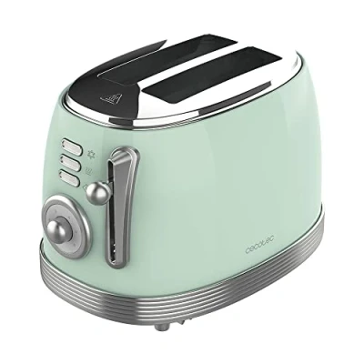 Afbeelding van Cecotec Toast &amp; Taste 800 vintage Light Green broodrooster, 850 W, extra grote dubbele sleuf 3,8 cm, 2 toast, roestvrijstalen afwerking, stijl, 3 functies, groen