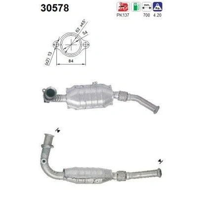 Afbeelding van AS 30578 Katalysator 700mm RENAULT: CLIO 2