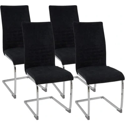 Afbeelding van ALBATROS Sledestoel Lugano Set van 4, Zwart Eetkamerstoel Schommelstoel met Modern Ontwerp, Stoffen Bekleding, Dikke Bekleding Keukenstoel, Gestoffeerde Eetkamerstoel, Eettafelstoel
