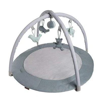 Afbeelding van Baby&#039;s Only Rond Baby speelkleed met boog gym Playmat Speelmat Stonegreen/Mint/Wit 87 cm Gebreide figuurtjes