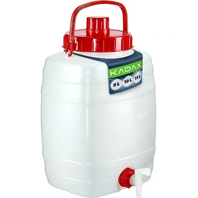 Afbeelding van KADAX Waterjerrycan, kunststof drinkvat, drinkwaterjerrycan, waterreservoir met kraan, watertank, drankjerrycan rubberen afdichting, 10 liter, wit