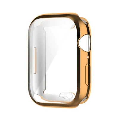 Afbeelding van Apple watch Siliconen case (volledig beschermd) 45mm Champagne goud Geschikt voor