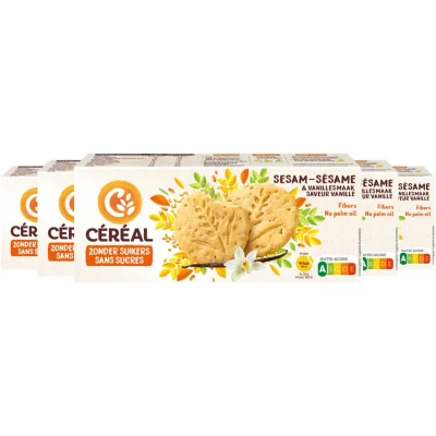 Afbeelding van Céréal Sesamkoekjes Vanillesmaak 5 x 132 gr Voordeelverpakking
