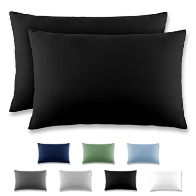 Afbeelding van REDKEY Set van 2 kussenslopen, 50 x 80 cm, microvezel, met hotelsluiting, zwart