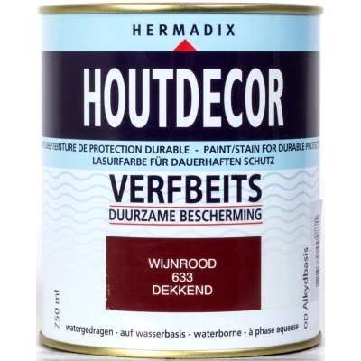 Afbeelding van Hermadix Houtdecor Verfbeits Dekkend 633 Wijnrood 0,75 liter Tuinbeits