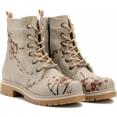 Afbeelding van GOBY Sanko Ankle Boots Laars laarzen Damesboots Dames Enkel Handmade Bloemenprint Maat 36