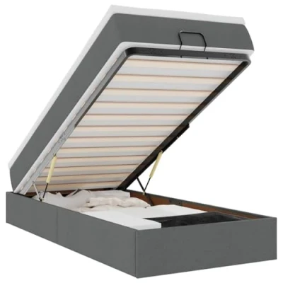 Afbeelding van vidaXL Bedframe met matras 90x200cm stof donkergrijs