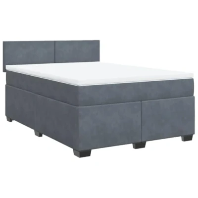 Afbeelding van vidaXL Boxspring met matras fluweel donkergrijs 160x200 cm