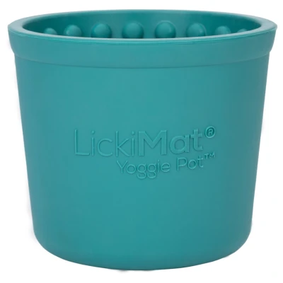 Afbeelding van Lickimat Yoggi Pot Slowfeeder Voor Afleiding. Plezier En Verrijking Ø10x9 cm Hondenvoerbak Turquoise