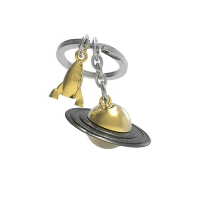 Image de Metalmorphose Porte clés alliage de zinc saturne or, balle brillante