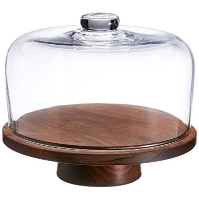 Afbeelding van L.S.A. City Serveerplateau op Voet met Stolp ø 26 cm Transparent / Wood