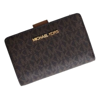 Afbeelding van Michael Kors Jet Set Travel Saffiano leren portemonnee met ritssluiting, Bruin