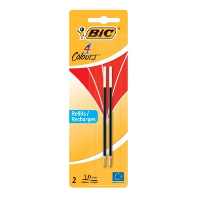 Image de Recharge Stylo Bic 4 couleurs Pointe moyenne 1 mm Rouge 2 pcs