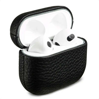 Afbeelding van Accezz Echt leren case Hoesje geschikt voor AirPods 3 (2021) Zwart