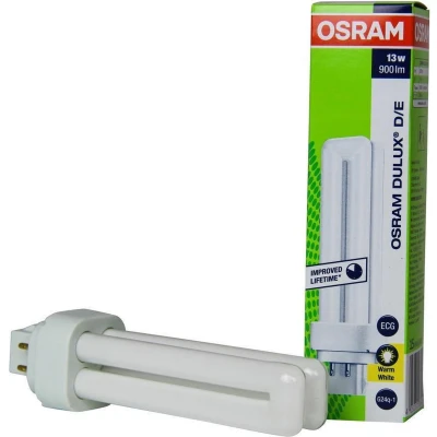 Afbeelding van Osram Dulux D/E Spaarlamp 4 Pins Warm Wit 13W Kleurtemperatuur 3000 K
