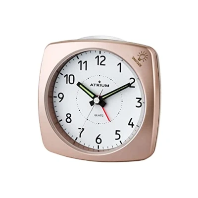 Afbeelding van ATRIUM Wekker Analoog Zonder Tikgeluid Brons / Rosé Opbouwend alarmsignaal Zachte knipperverlichting tijdens Alarm Snooze Glow in the dark wijzers Grote Knoppen Quartz Uurwerk Wekkers Slaapkamers Klok A251 17