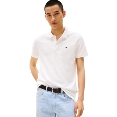 Image de Tommy Jeans Polo TJM Slim PLACKET EXT S/S pour homme, blanc, L, Blanc (écru), L
