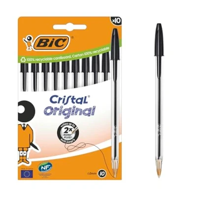 Afbeelding van BIC Cristal Original Balpen Zwart Doos van 10 Medium Punt 1,0 mm