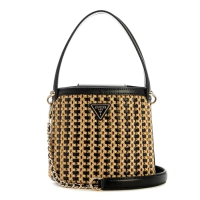 Afbeelding van Guess Atalia Crossbody Bucket Handtas, Dames, Maat: One Size, Natural/black