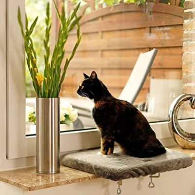 Afbeelding van Ligplank voor vensterbank Kattenligplek Vensterbankligplek Vensterligplek katten Donkergrijs