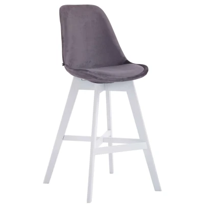 Afbeelding van Barkruk Narvik Velvet Wit Frame Donkergrijs
