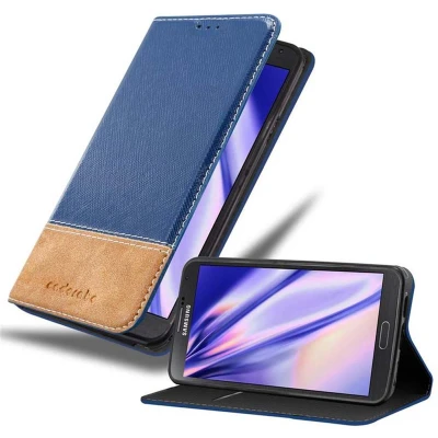 Afbeelding van Cadorabo Hoesje geschikt voor Samsung Galaxy NOTE 3 in DONKERBLAUW BRUIN Beschermhoes met magnetische sluiting, standfunctie en kaartvakje Book Case Cover Etui