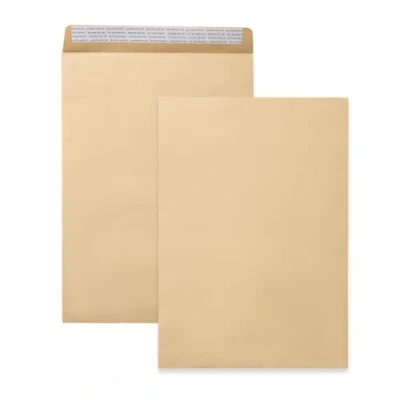 Afbeelding van 50 enveloppen DIN C4 bruin 229 x 324 mm grote zonder venster 90 g met rechte sluiting, zelfklevend, enveloppen, A4,