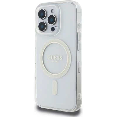 Afbeelding van Guess GUHMP16LHFGERET iPhone 16 Pro 6,3&quot; transparante hardcase IML Glitter Circle MagSafe