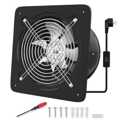 Afbeelding van FanGoFast Afzuigventilator, 150 mm, 525 m3/u, stil, met terugslagklep, krachtige wandventilator EU stekker, voor keuken, badkamer, garage, kelder