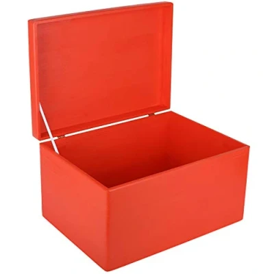 Afbeelding van Creative Deco XXL Grote Houten Doos Opbergdoos Rood 40 x 30 24 cm met Deksel en Handvatten Kerst, Kerstmis Cadeau