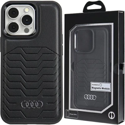 Afbeelding van Audi synthetisch leren hoesje met MagSafe voor iPhone 15 Pro zwart