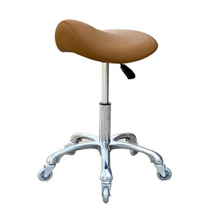Afbeelding van Professionele Zadelkruk met Wielen Ergonomische Draaibare Hoogte Verstelbare Kliniek Tandarts Schoonheidssalon Tattoo Thuiskantoor (Camel)