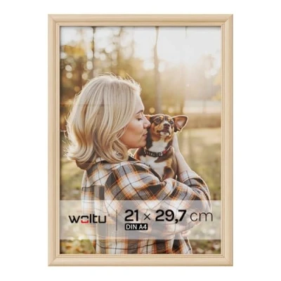 Afbeelding van WOLTU 1 x houten fotolijst 21 29,7 cm A4, structuur van hout en glasplaat, naturel, BRU9894nt
