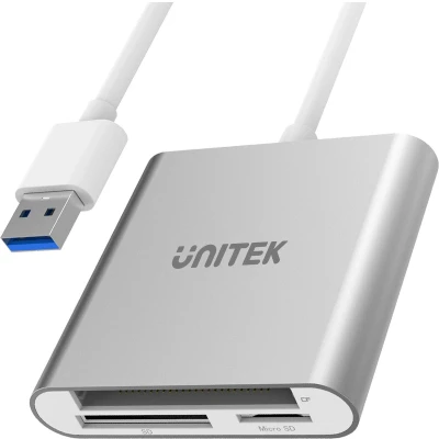 Afbeelding van UNITEK Y 9313 kaartlezer USB 3.2 Gen 1 (3.1 1) Zilver