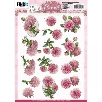 Afbeelding van 3D Cutting Sheets Amy Design Pink Florals Dahlia