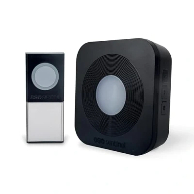 Afbeelding van SCS Sentinel Carillon sans Fil Portée 200 m 36 Mélodies Bouton Étanche IP44 Déjà Programmé Indicateur Lumineux Garantie 2 Ans Couleur Noir Discret
