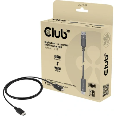 Afbeelding van Club 3D DISPLAYPORT 1.4 CABLE TO HDMI 2.0B ACTIVE ADAPTER MALE/MALE 2M/6.56 FT