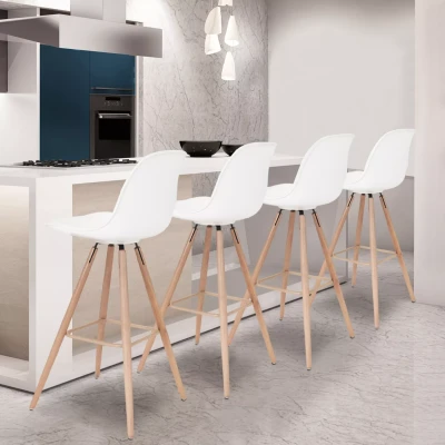 Image de Lot de 4 tabourets bar SARA blanc